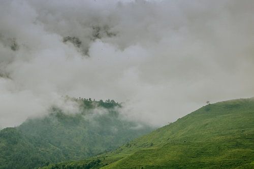 Des montagnes vertes entre les montagnes