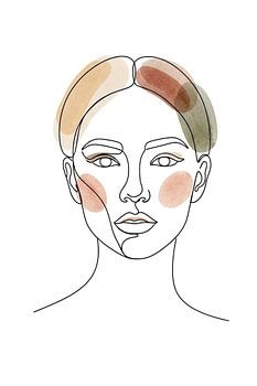 Balanced Beauty: Symmetrical Minimalist Line Art with Warm Terracotta Accents