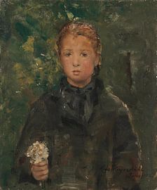 Portrait eines Mädchens mit Blumenstrauß, Hans Olaf Heyerdahl