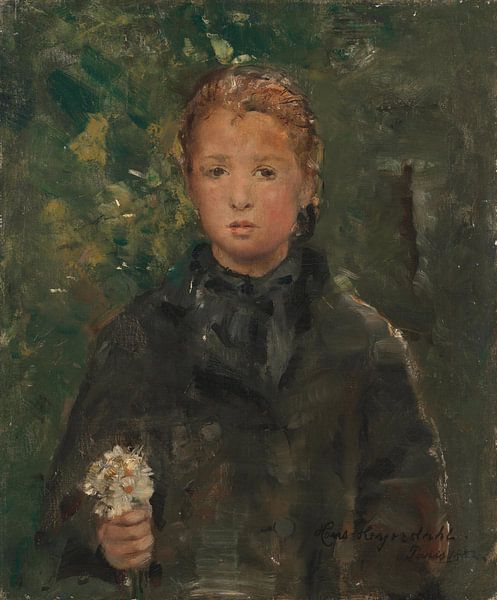 Portrait d'une fille avec un bouquet de fleurs, Hans Olaf Heyerdahl par Des maîtres magistraux