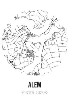 Alem (Gelderland) | Landkaart | Zwart-wit van Rezona
