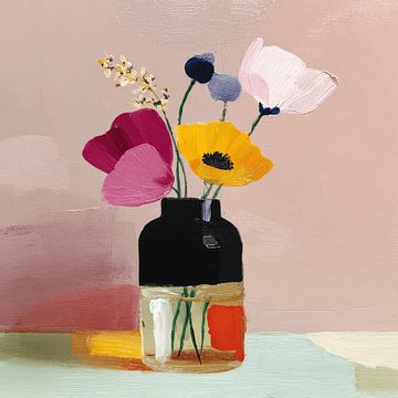 Colourful still life with flowers