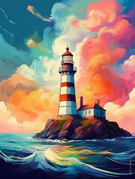 Nuages colorés au-dessus de la mer