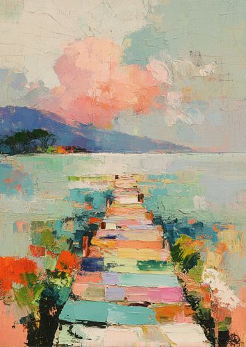 Kleurrijke loopbrug - Impressionistisch olieverfschilderij