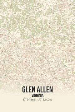 Carte ancienne de Glen Allen (Virginie), USA. sur Rezona