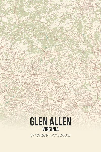 Vintage map of Glen Allen (Virginia), USA. by Prints of Place