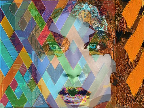 Pattern Interference Portrait Abstract Wall Art