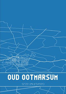 Blauwdruk | Landkaart | Oud Ootmarsum (Overijssel) van Rezona