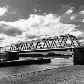 Railway bridge Deventer black and white by Rick de Visser