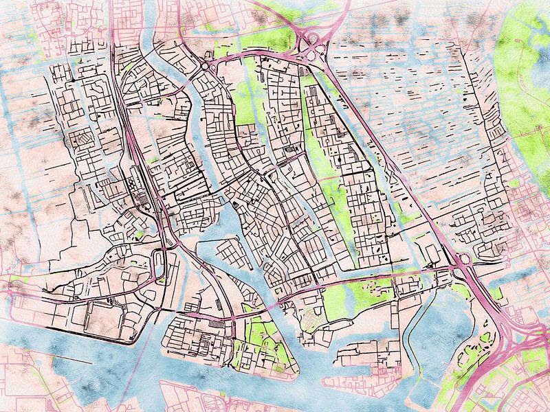 Karte von Zaandam im stil 'Soothing Spring' von Maporia