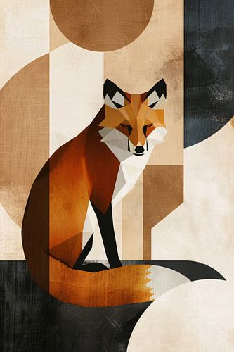 Minimalistische Vos in Art Deco Stijl