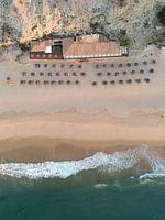 Restaurant & Parasols on Praia do Burgau in the Portuguese Algarve