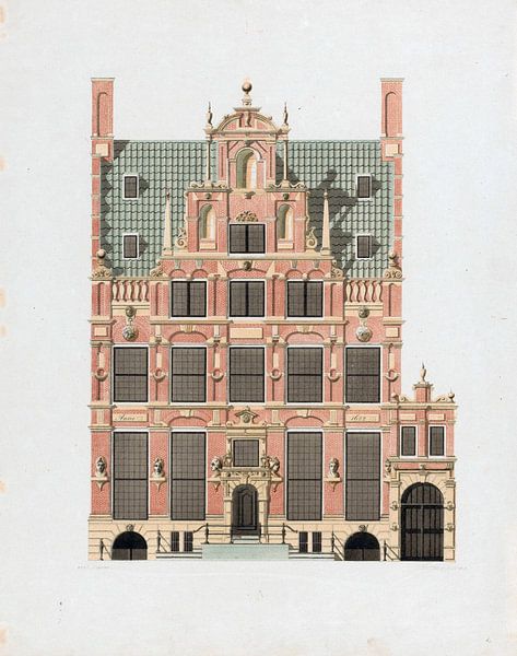 Lambertus Lingeman, Haus mit den Köpfen in Amsterdam, in oder vor 1851 von Atelier Liesjes