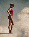 De vrouw die in de wolken staat Olieverfschilderij van Jan Keteleer thumbnail