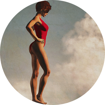 De vrouw die in de wolken staat Olieverfschilderij van Jan Keteleer