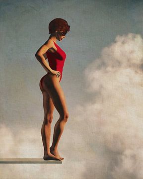 La femme qui se tient dans les nuages Peinture à l'huile sur Jan Keteleer