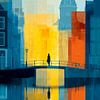 „Stadt in Farbe – Silhouette an der Gracht“ von Preet Lambon