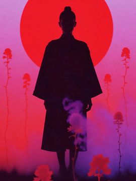 Surreal Pop Art Geisha Red Pink