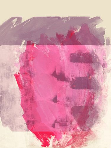Peinture abstraite en rose lilas et blanc sur Dina Dankers
