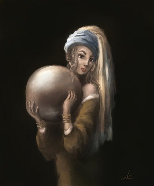 The girl with the enormous pearl by Emiel de Lange