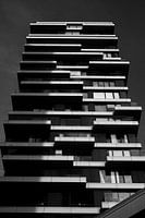 Vue de face d'un bâtiment Noir et blanc | Amsterdam | Pays-Bas photographie de voyage