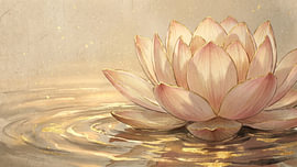 Fleur de lotus rose flottant sur les reflets dorés de l'eau sur Siti Zuliana
