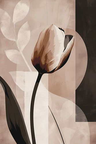 Abstracte Tulp in Sepia Kleurenpalet