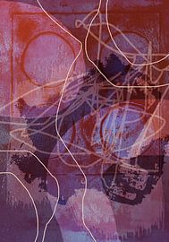 Formes et lignes abstraites en violet et en terre. sur Dina Dankers