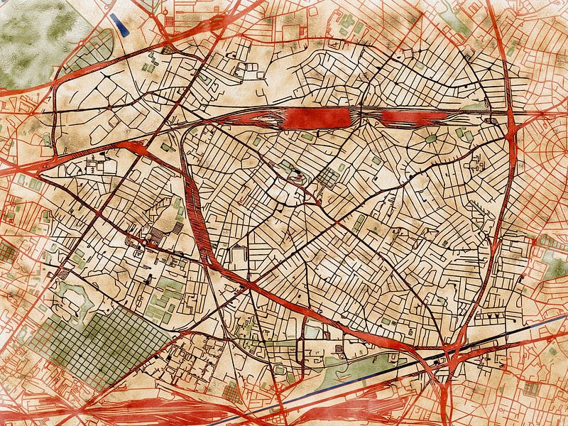 Map of Drancy with the style 'Serene Summer' by Maporia