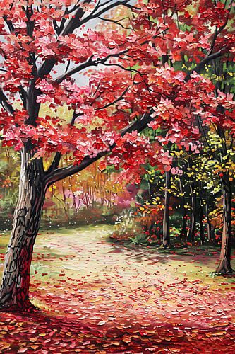 Abstract herfstlandschap schilderij