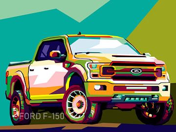 Best selling illustration car FORD F150 in POP ART POSTER by miru arts