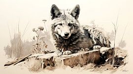 Federzeichnung eines Wolfes von Gelissen Artworks