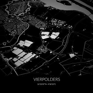 Black-and-white map of Vierpolders, South Holland. by Rezona