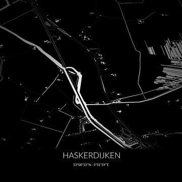Zwart-witte landkaart van Haskerdijken, Fryslan. van Rezona