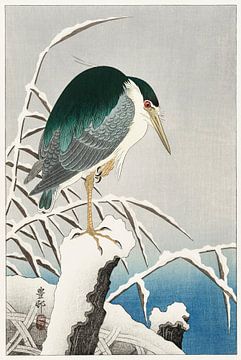 Heron in snow (1920 - 1930) by Ohara Koson van Studio POPPY