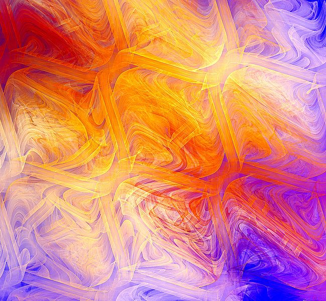 Oranje, blauwe kleurschakering. van Werner Hilpert