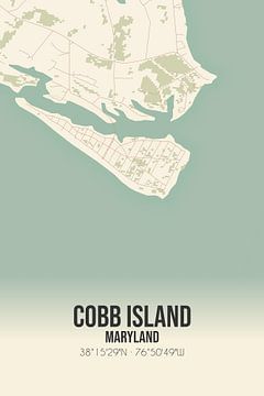 Vintage landkaart van Cobb Island (Maryland), USA. van MijnStadsPoster