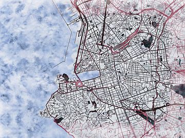 Kaart van Marseille centrum in de stijl 'White Winter' van Maporia