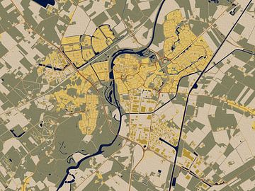 Kaart van Hardenberg in de stijl van Gustav Klimt van Maporia