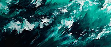 Abstract waves in turquoise and black by Poster Art Shop