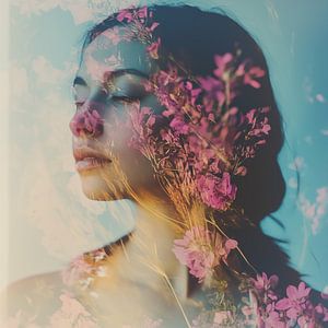 Portrait floral double exposition