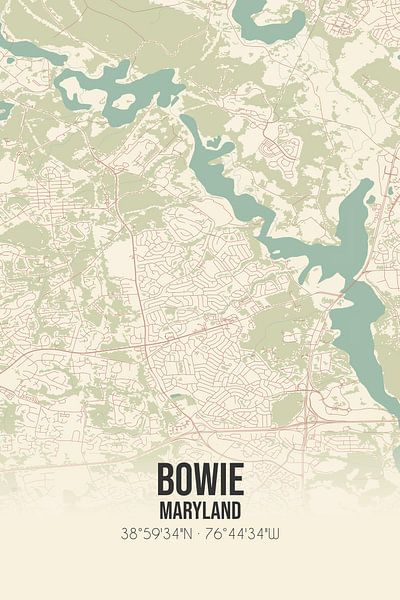 Vintage map of Bowie (Maryland), USA. by Prints of Place
