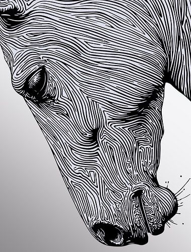 Flow of the Wild - Minimalistische lijn Art Paarden Muurprint