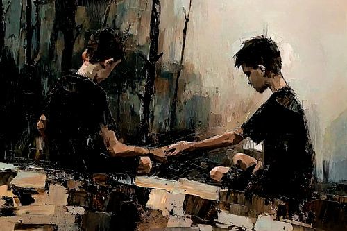 Twee mensen in abstract moment