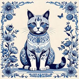 Delft Blue Cat by FoXo Art