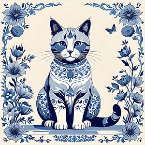 Delfter Blau Katze
