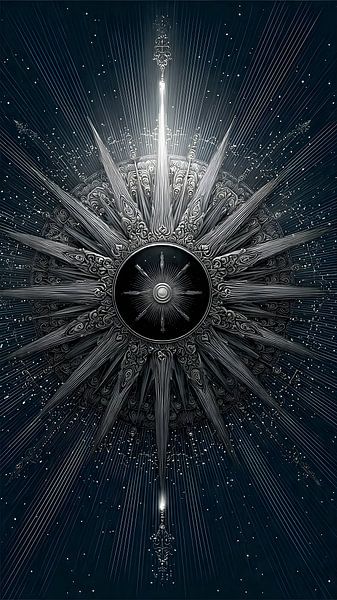Boussole céleste en argent - Étoile néo-déco complexe par MajesticArts