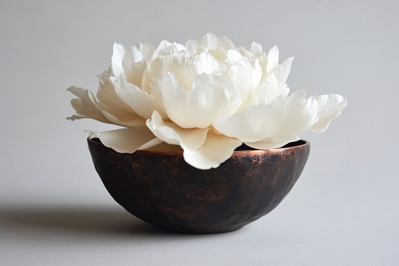 Witte pioenroos in koperen kom van Imperial Art House