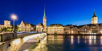 Oude binnenstad van Zürich in de avonduren van Werner Dieterich thumbnail