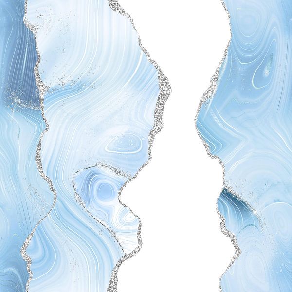 Blauw &amp; Zilver Agaat Glitterstructuur 06 van Aloke Design
